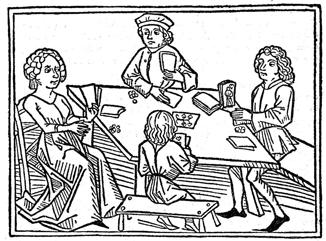 People playing cards, illustration