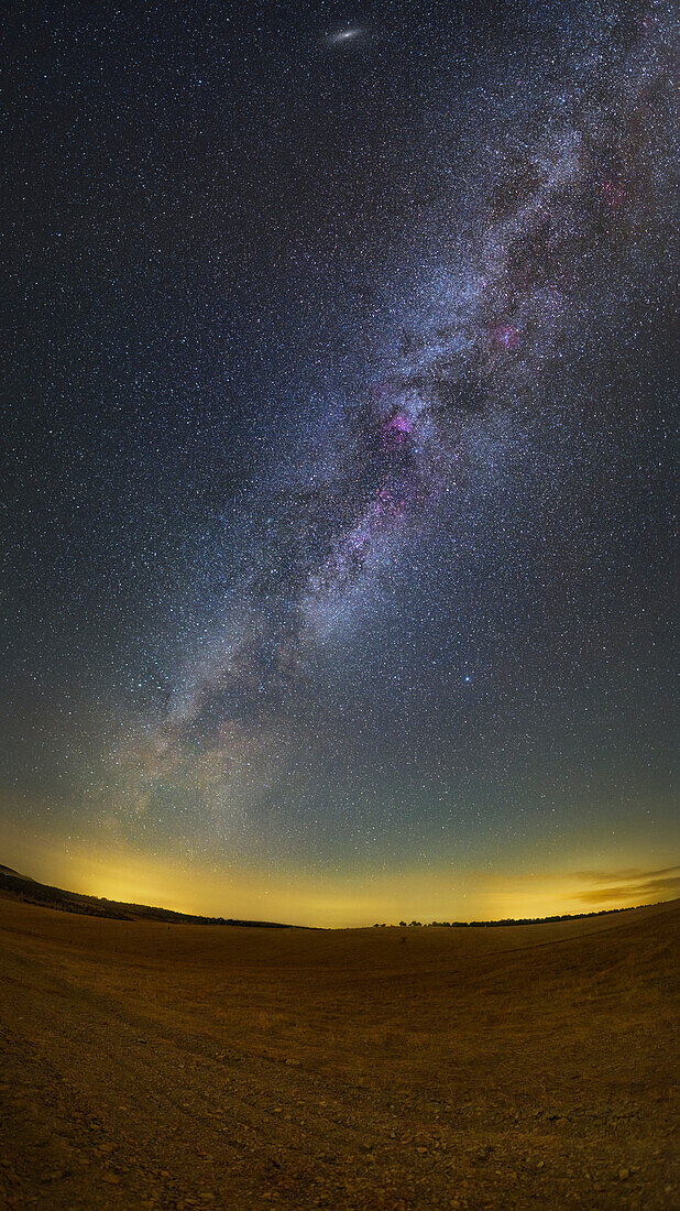 Milky Way over a flat steppe field, Portugal