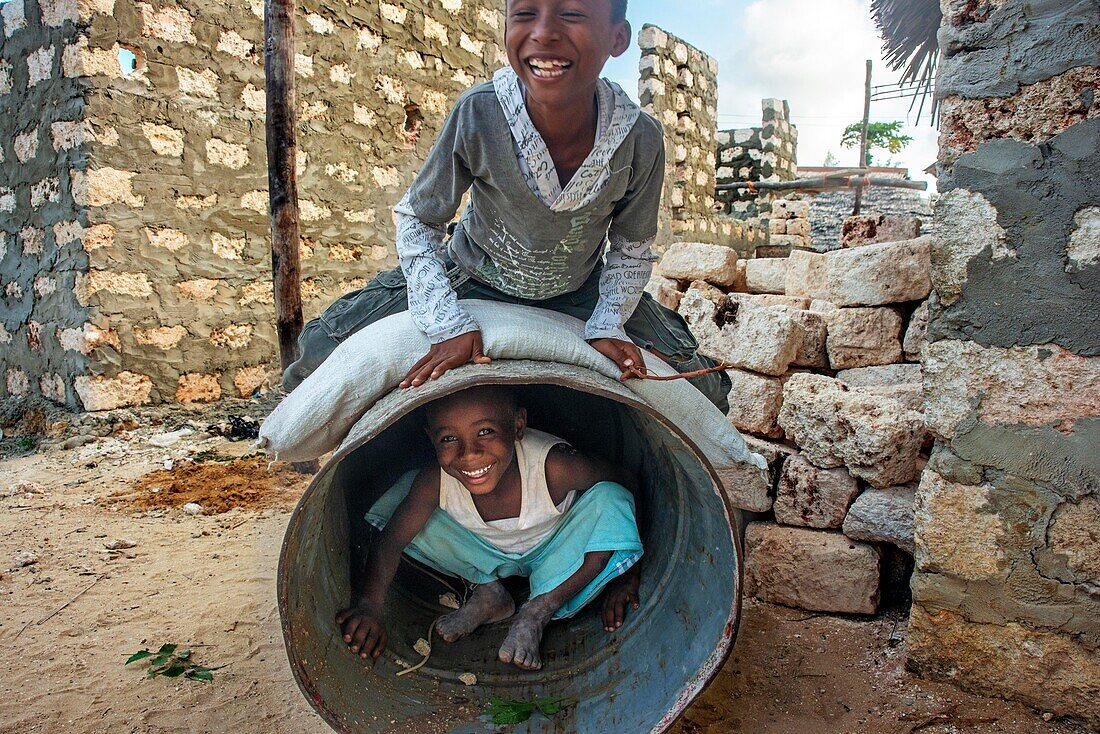 Children playing, Lamu, Kenya