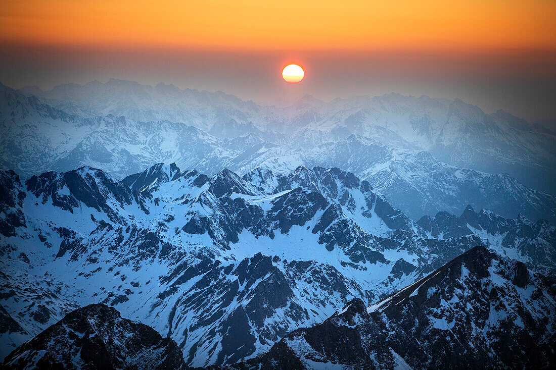 Mountains at sunset, French Pyrenees