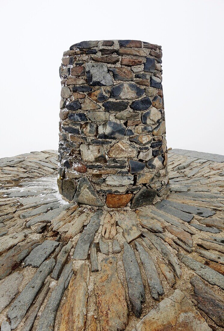 Snowdon (Yr Wyddfa) summit trig point, Wales, UK