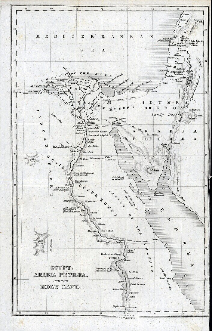 Map of Egypt and the Holy land , 1850