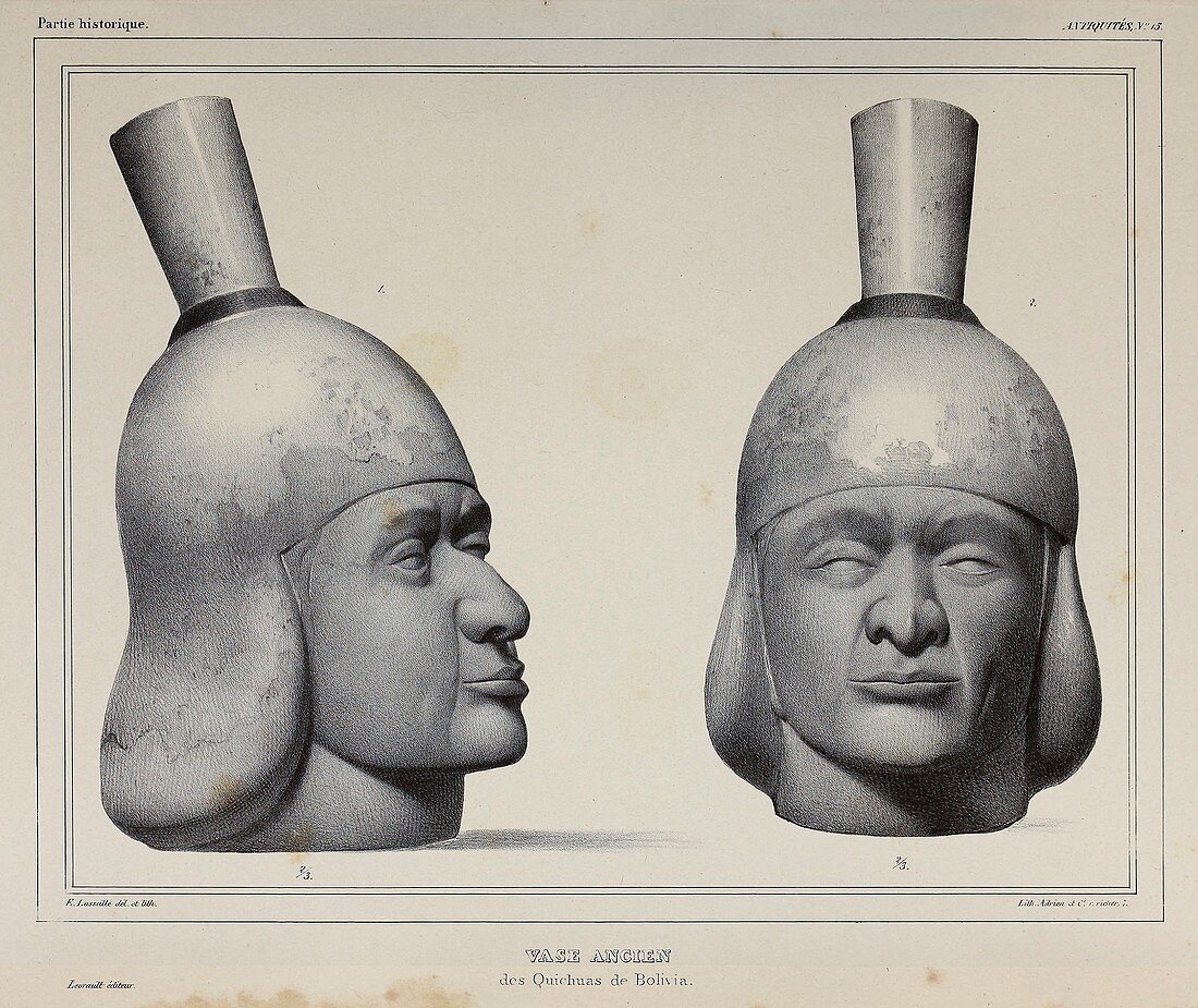 Ancient Inca vases, 19th century illustration