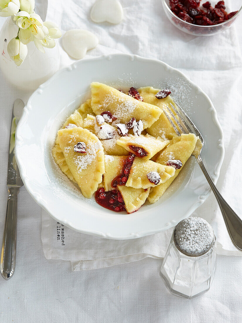 Potato ravioli with cranberries