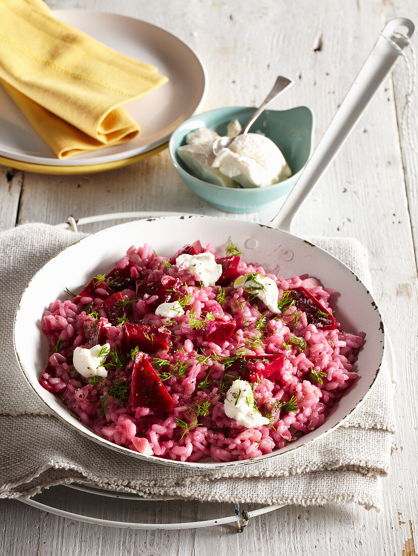 Beetroot ricotta risotto