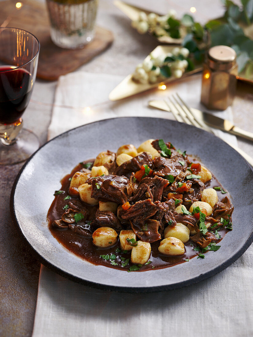 Glazed Pork Cheeks With Gnocchi