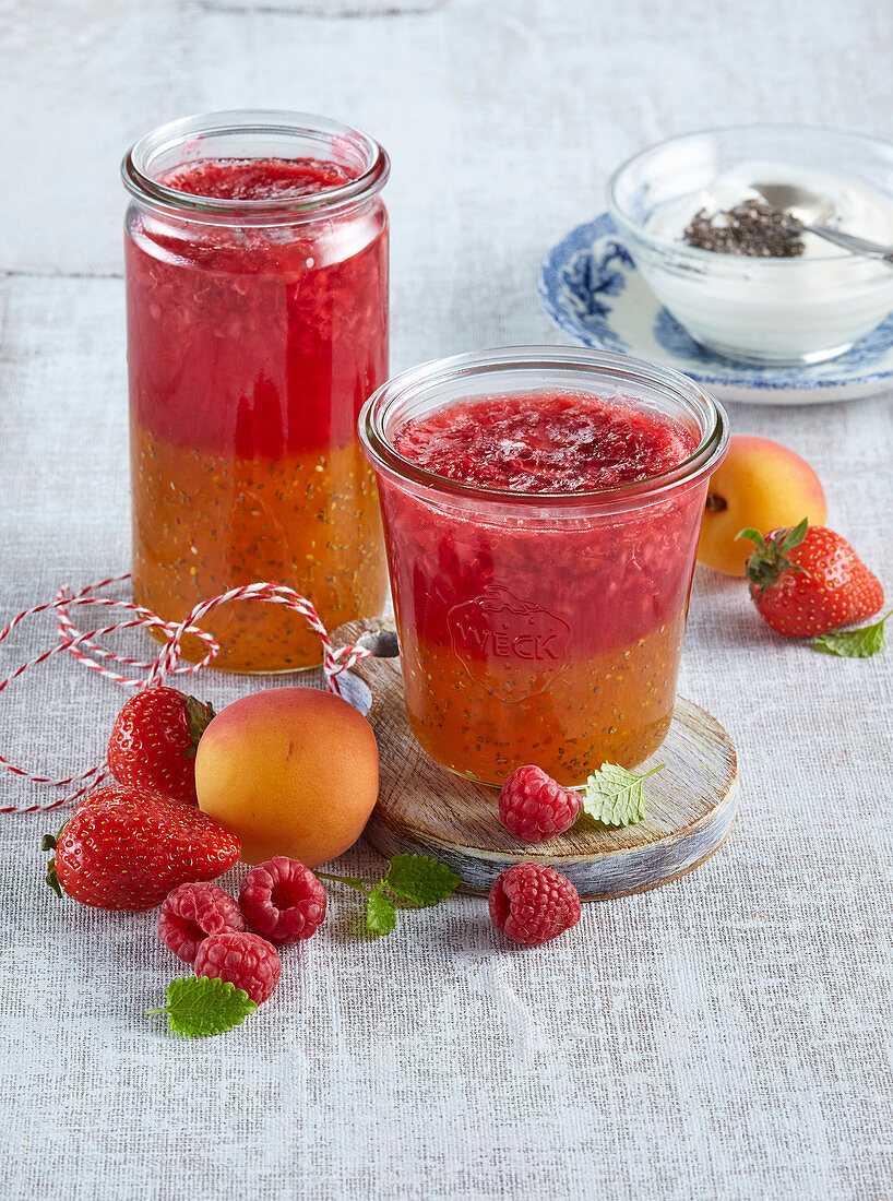 Layered jam with chia seeds