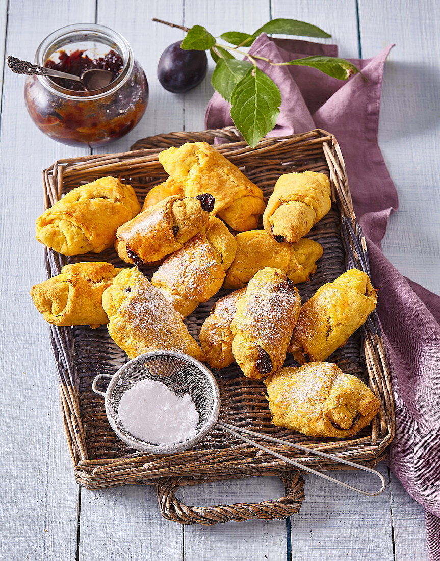 Carrot croissants with damson cheese