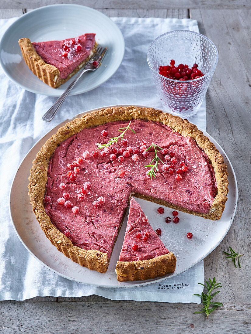 Kuchen mit Cranberryfüllung