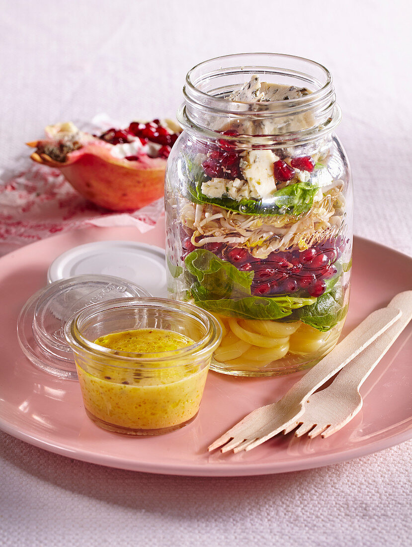 Autumn salad in jar