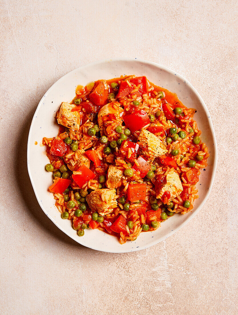 One-pot rice with chicken and peppers (sugar-free)