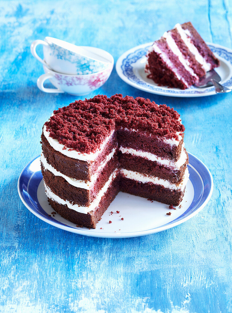 Red-Velvet-Cake, angeschnitten