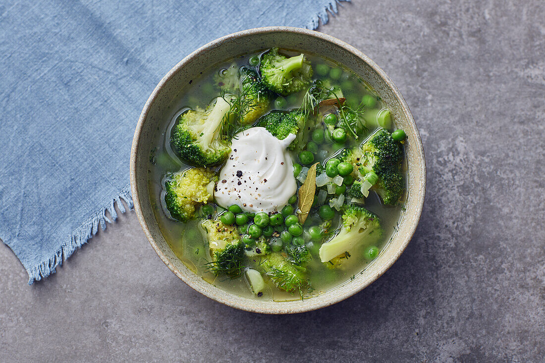 Broccoli and pea soup