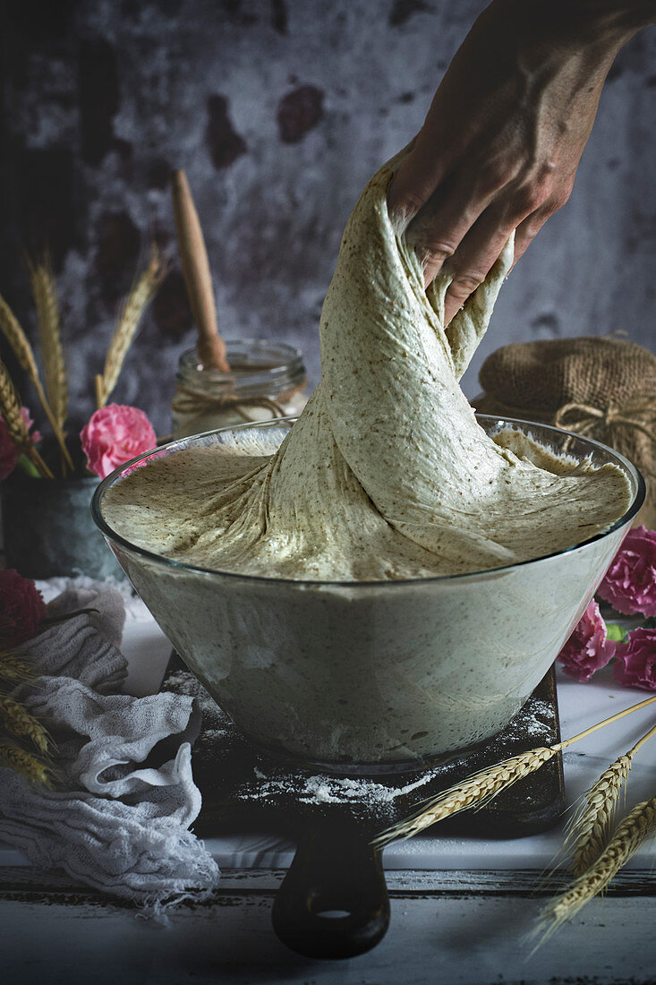 Preparing homemade sourdough bread