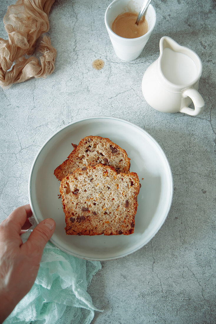 Banana-carrot bread with blueberries