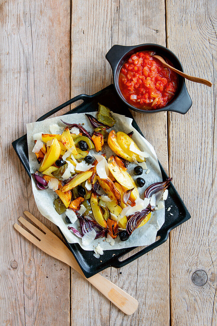 roasted vegetables with tomato salsa