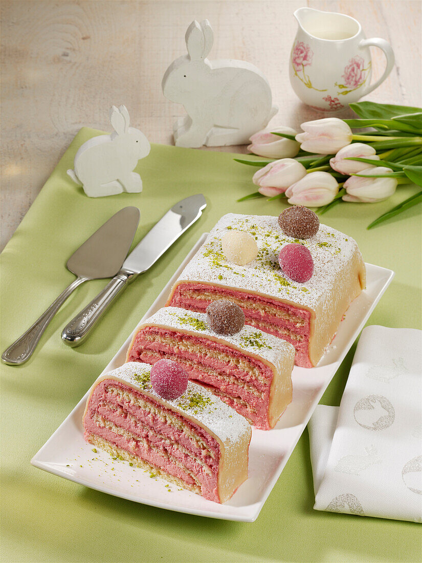 Easter marzipan tray cake