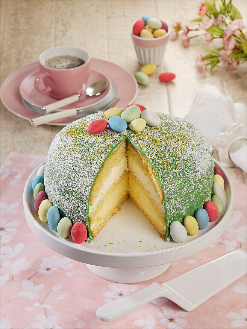 Easter cake with a marzipan topping
