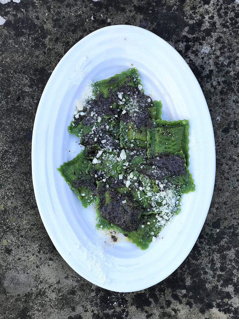 Ravioli with artichokes and truffle butter