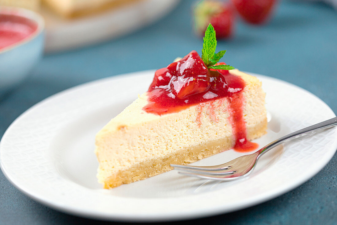 American Cheesecake gebacken mit Mandelmehl, Erythrit und Frischkäse