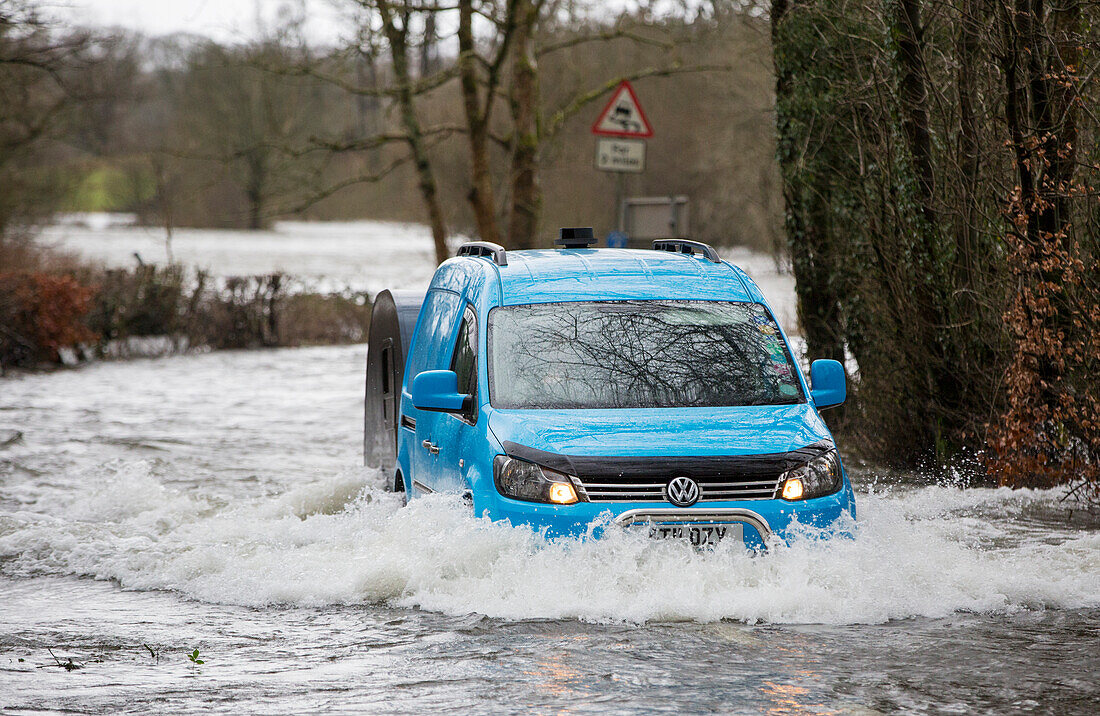 Van during a flood