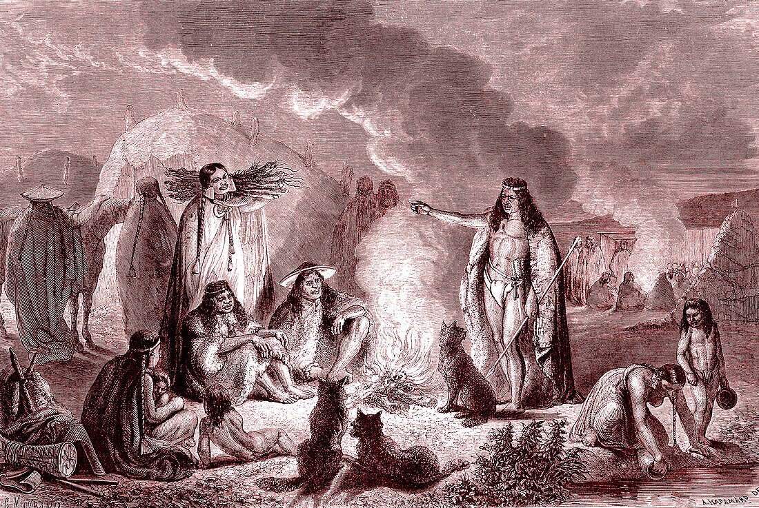 Patagonian natives, 19th century illustration