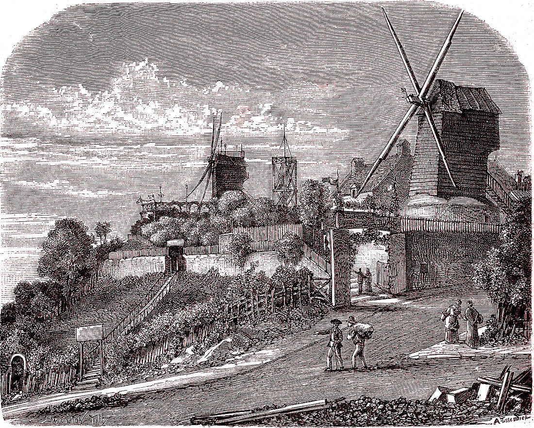 Le Moulin de de la Galette, Paris, France, illustration