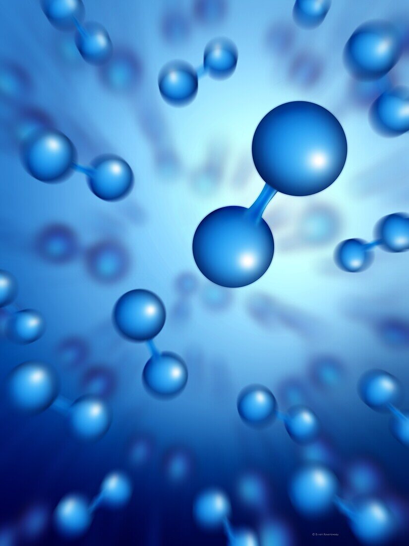 Hydrogen molecules, illustration