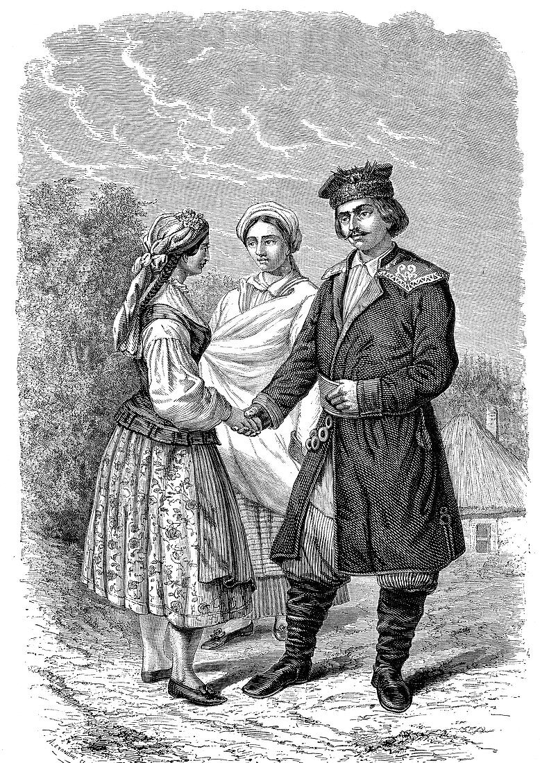 People of rural Poland, 19th century illustration