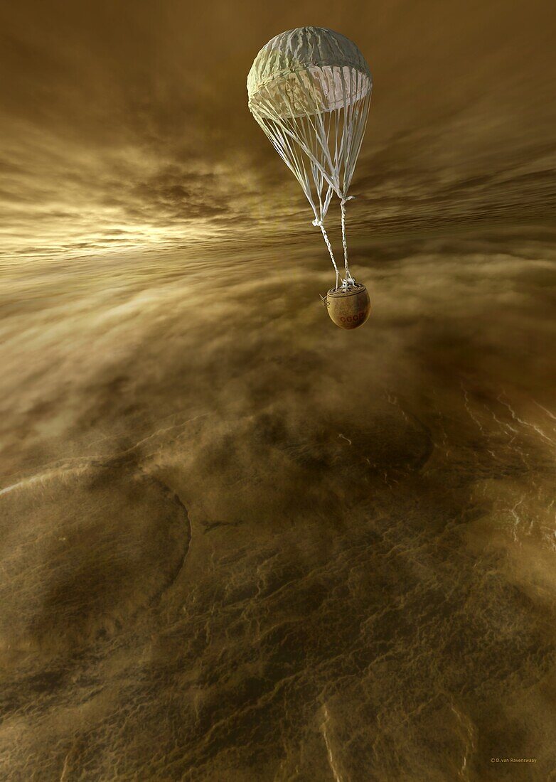 Venera 8 approaching Venus, illustration