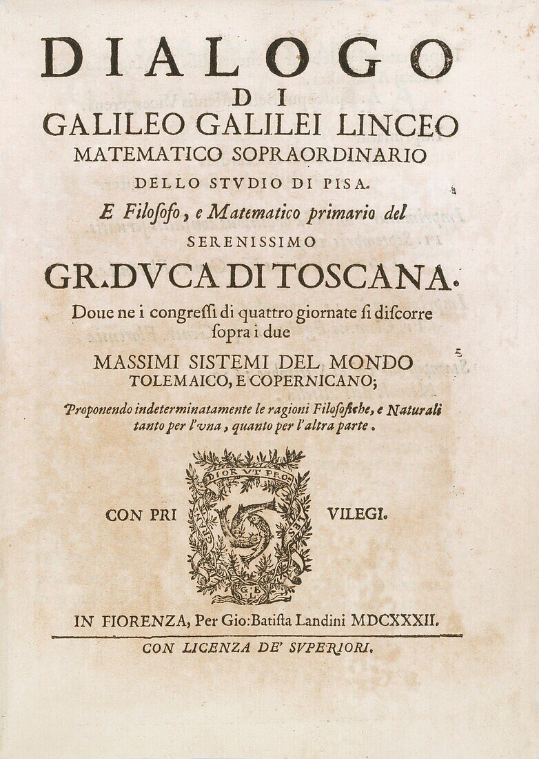 Title page of Dialogue on the Two Chief World Systems, 1632