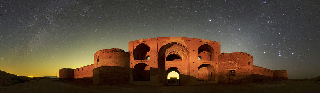 Night sky over a caravanserai, Iran