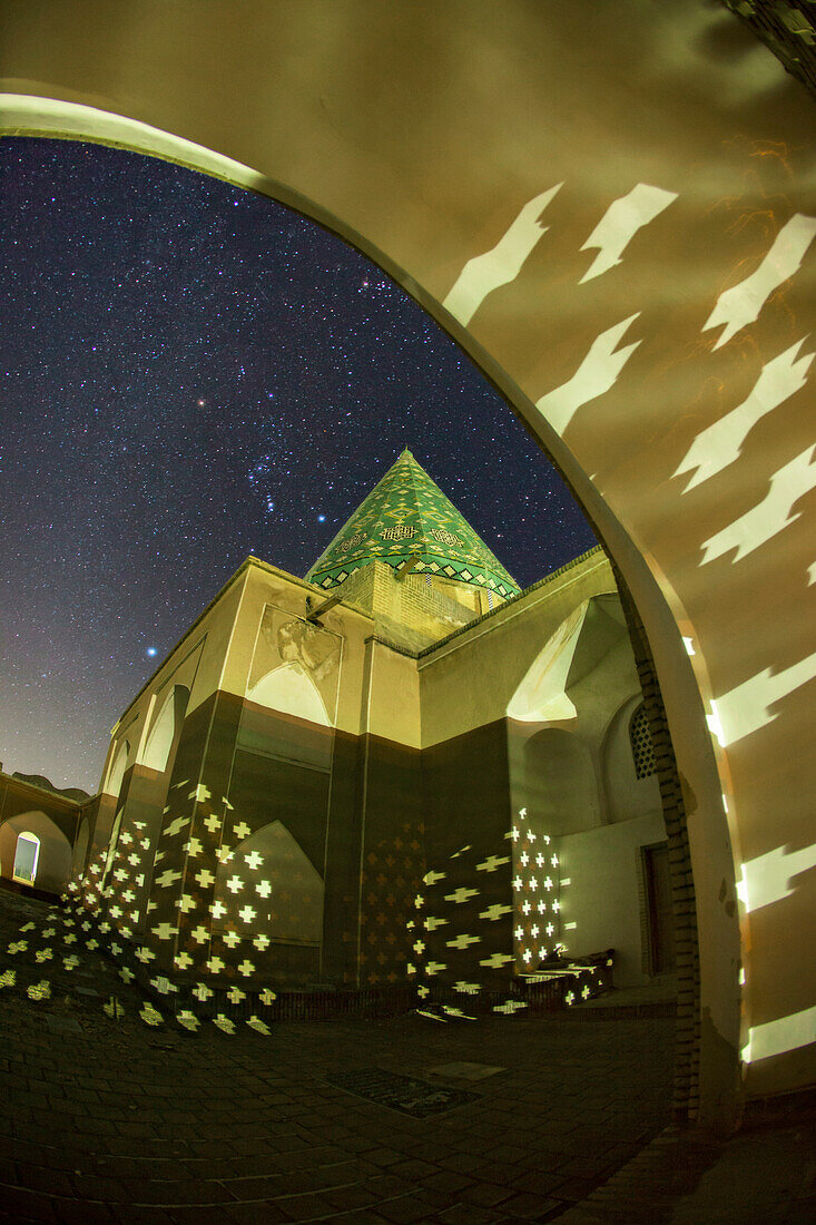 Winter stars over tomb, Kashan, Iran