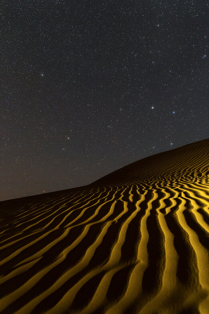 North star over sand dunes, Mesr desert, Iran