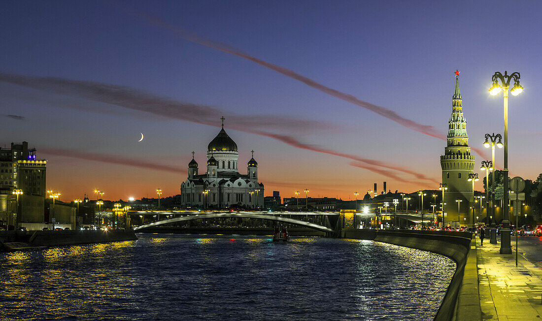 Crescent Moon over Moscow, Russia