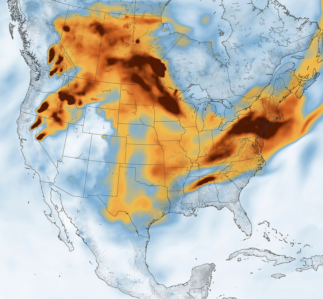 Wildfire smoke over North America, July 2021