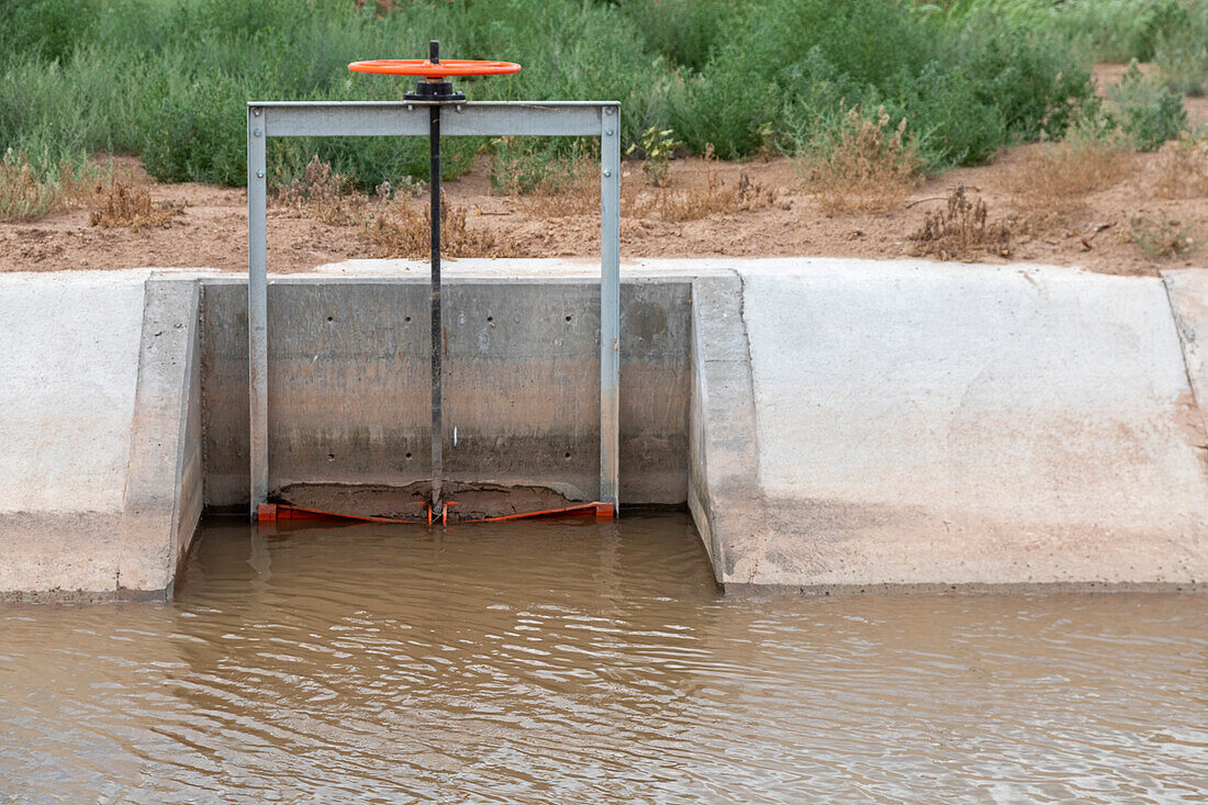 Water from Rio Grande being diverted for irrigation
