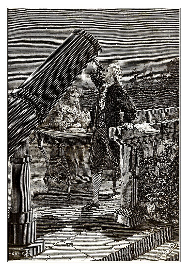William and Caroline Herschel, illustration