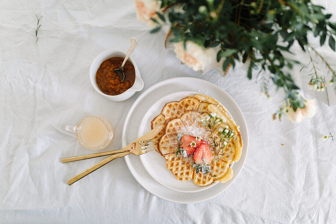 Waffles on plate