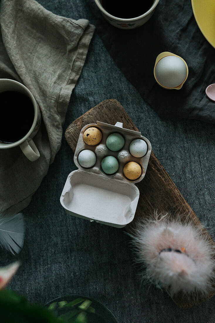Studio shot of eggs in egg carton