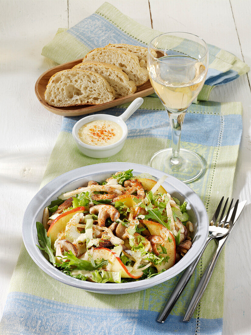 Celery salad with apples, shiitake mushrooms and a lemon-and-mustard dressing