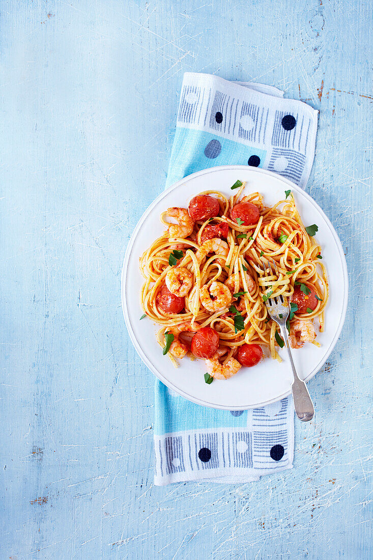 Prawn linguine with ’nduja