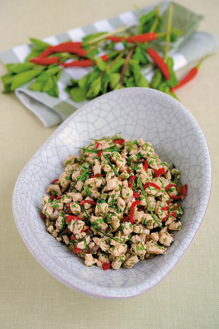 Laab Gai – spicy chicken salad with lemongrass (Thailand)