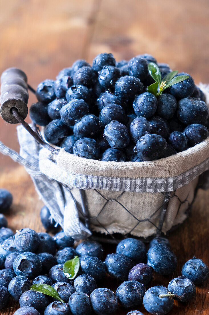 Blueberry in a rustic basket