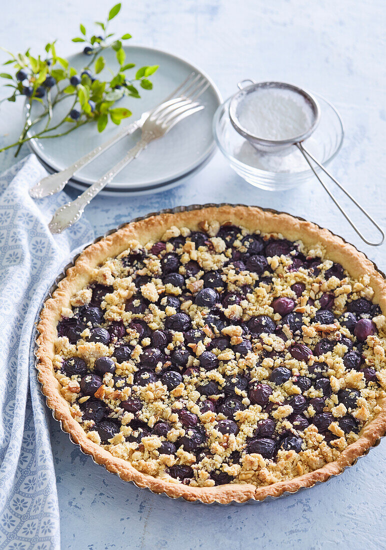 Blaubeerkuchen mit Walnüssen