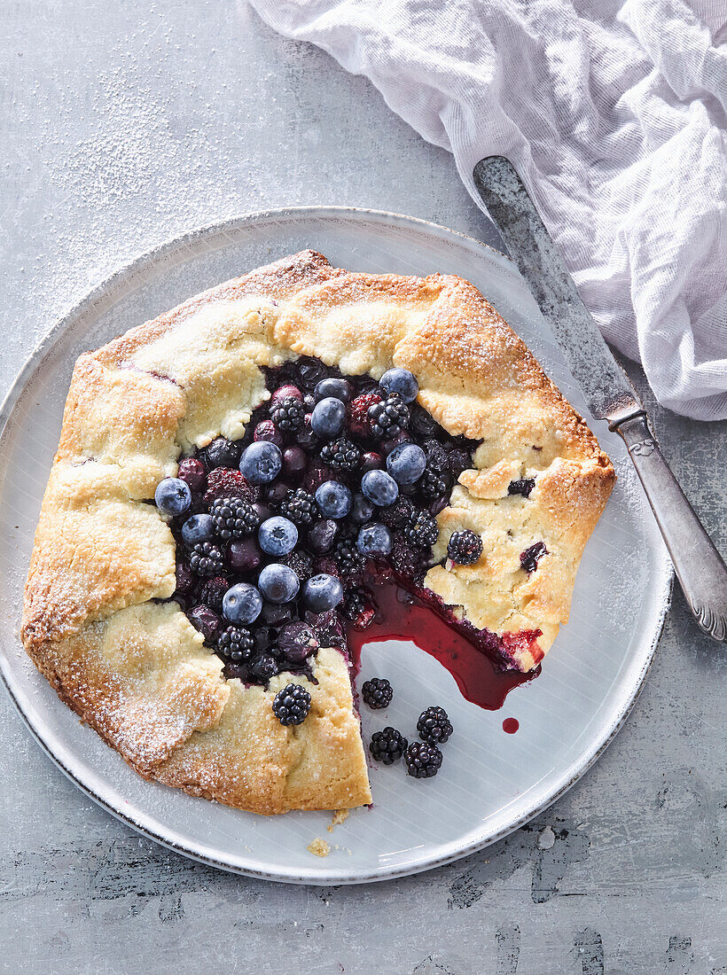 Blackberry and blueberry galette