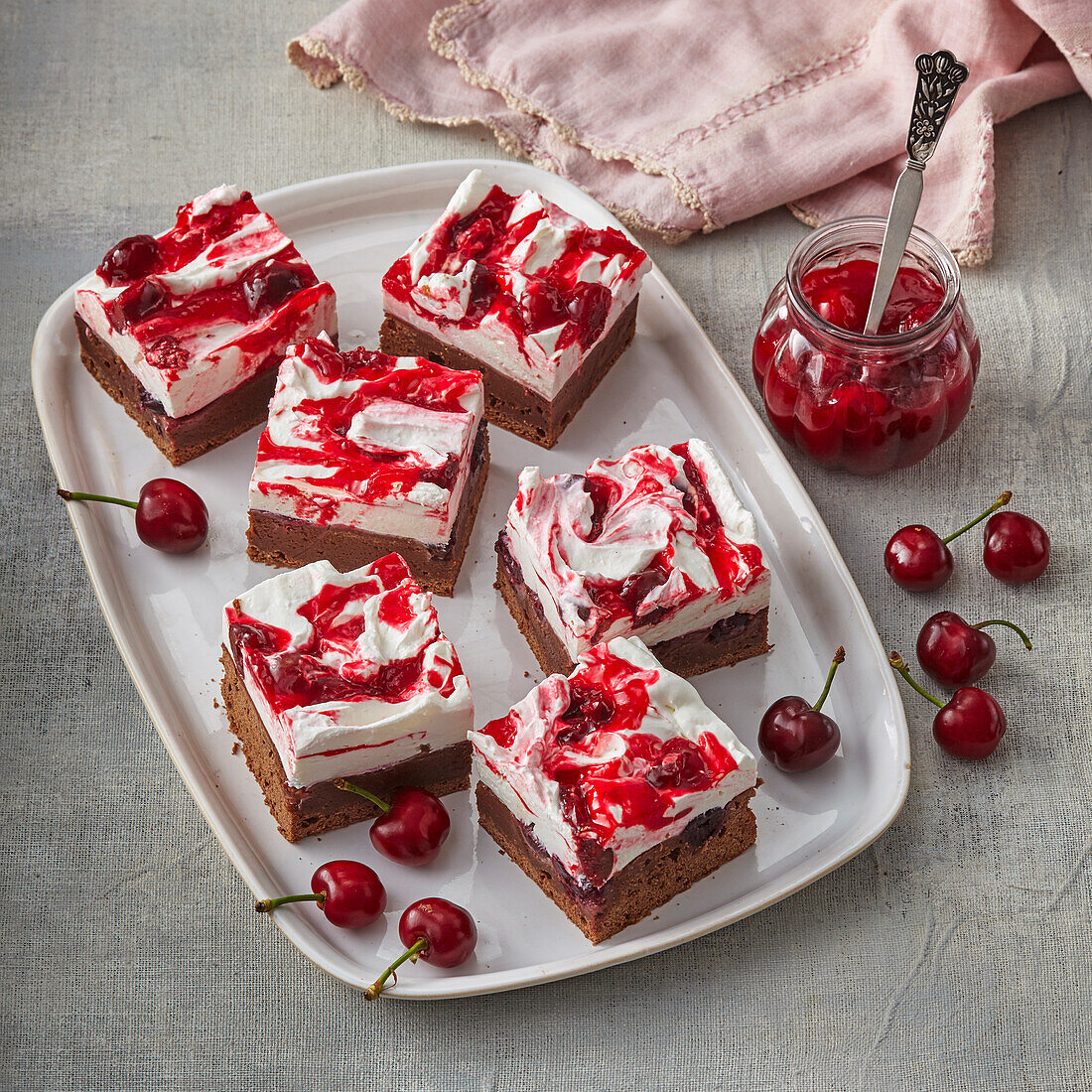 Brownies with cherries