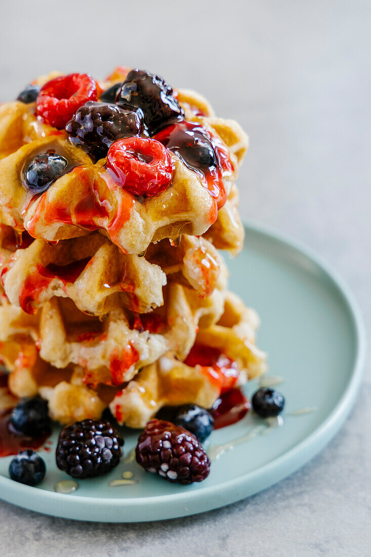 Belgian waffles with berries