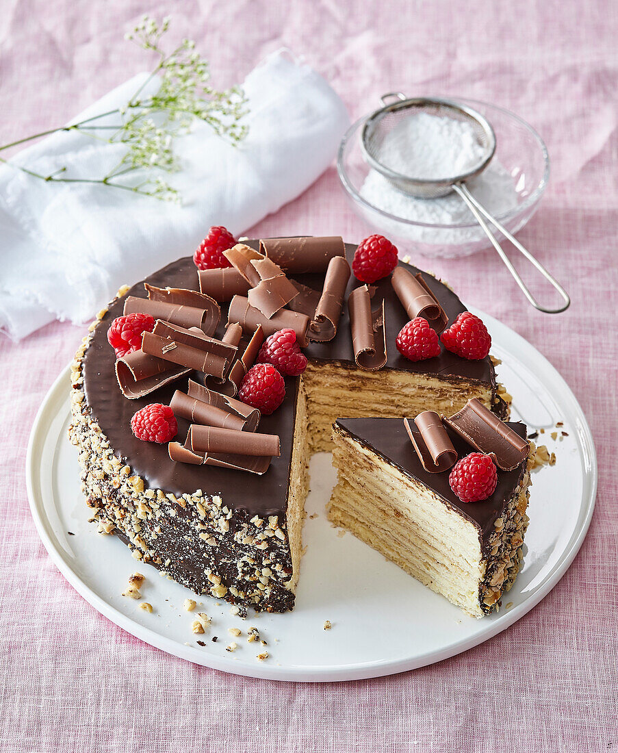 Wafer cake (tart) with chocolate