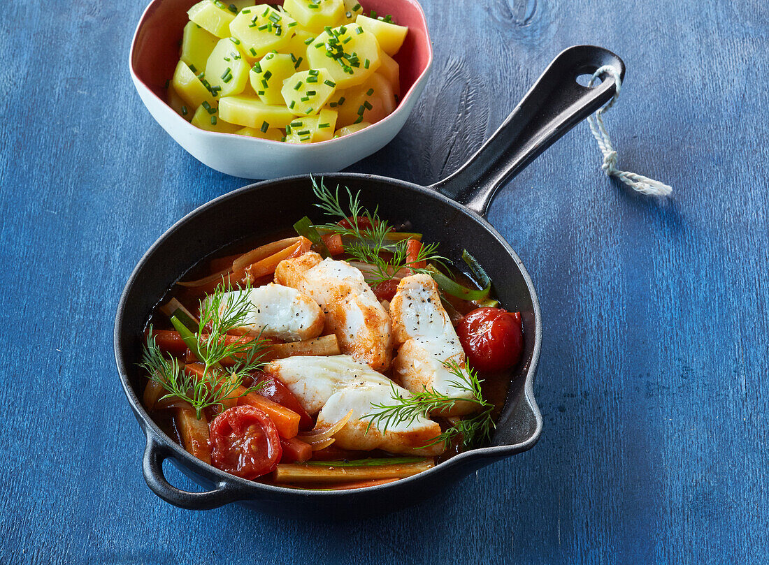 Fish ragout with vegetables and dill